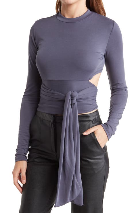 Wrap Front Long Sleeve Top