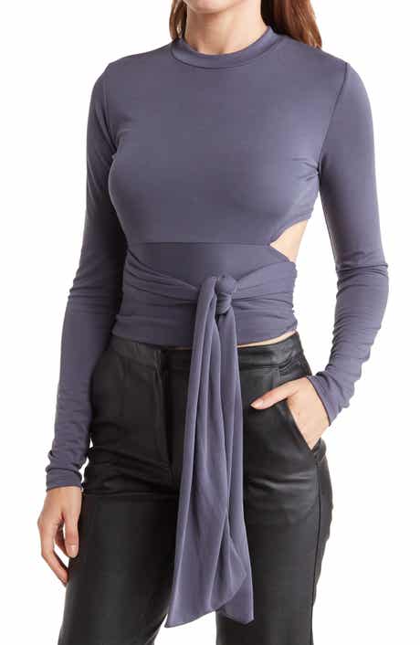GO COUTURE Wrap Front Long Sleeve Top