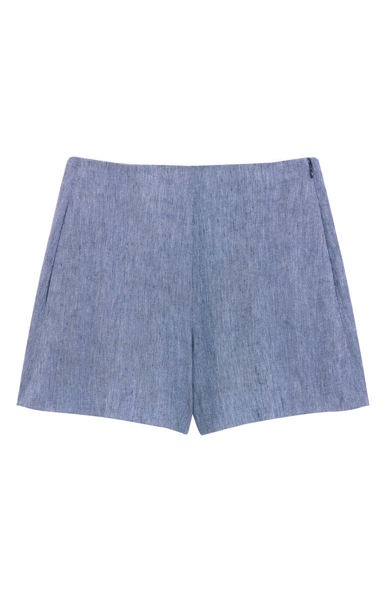 Theory Pleated Linen Blend Shorts, Alternate, color, 