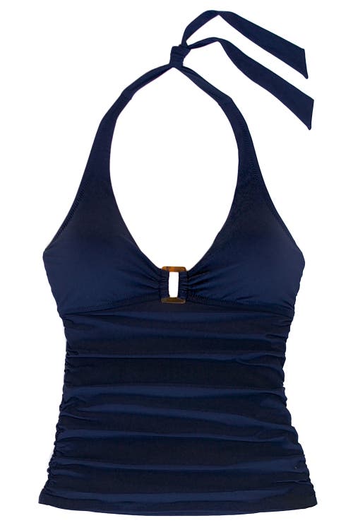 Helen Jon Tortoise Tankini Top In Navy In Blue