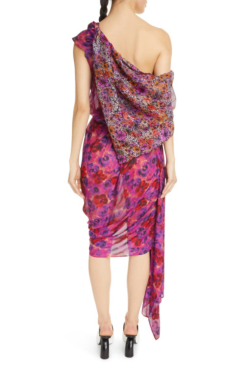 Dries Van Noten Devora Mixed Floral Print Asymmetric Minidress, Alternate, color,