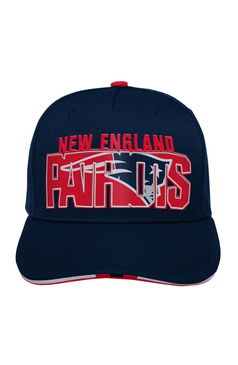 Outerstuff Youth Navy New England Patriots On Trend Precurved A-Frame Snapback Hat, Alternate, color, Navy