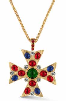 SPHERA MILANO Cabochon Cross Statement Necklace