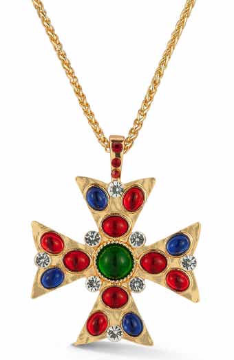SPHERA MILANO Cabochon Cross Statement Necklace