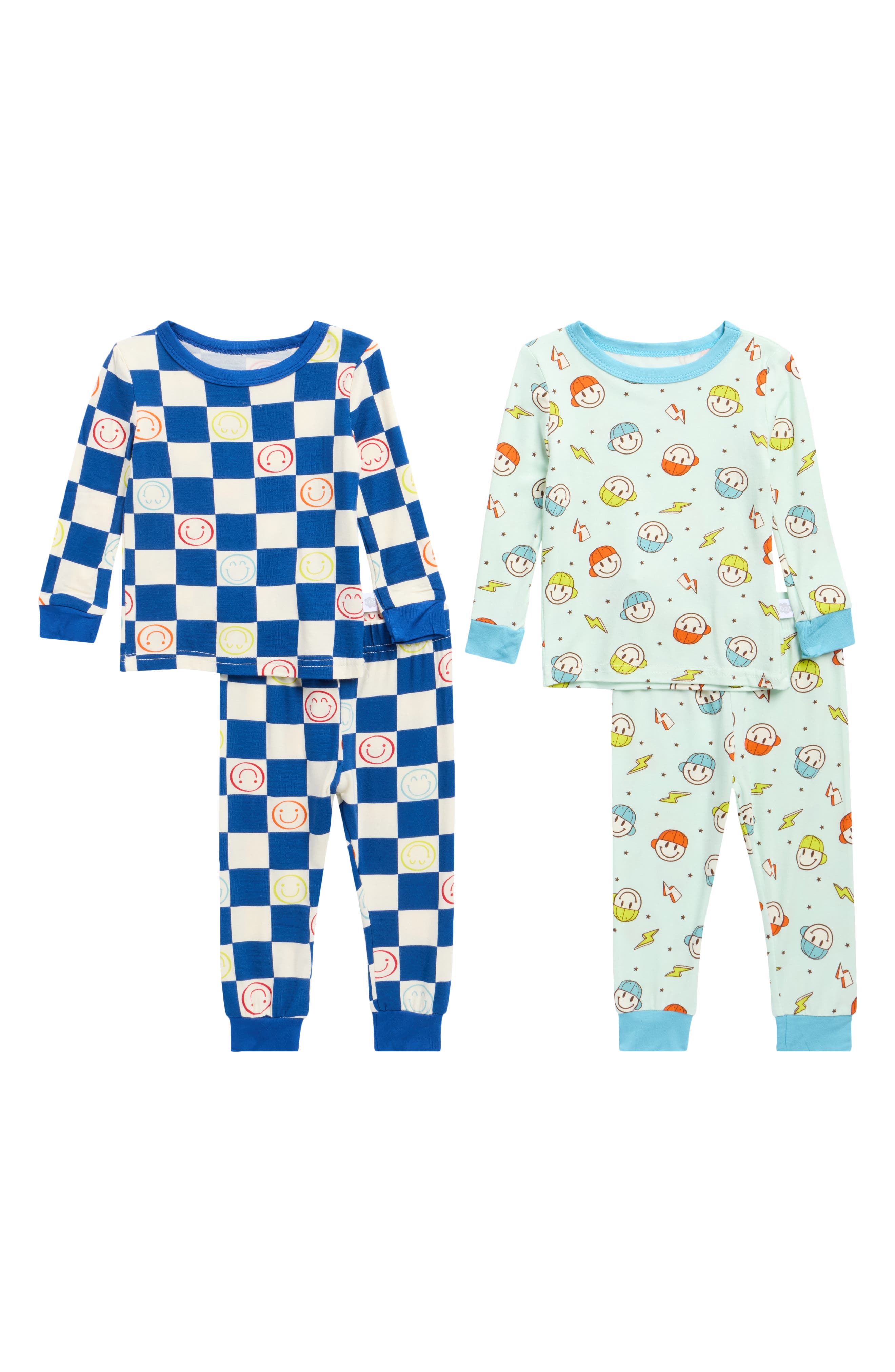 SLEEP ON IT 4-Piece Smiley Checkered Stretch Viscose Pajama Set