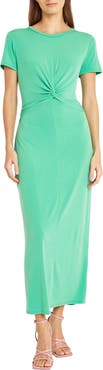 DONNA MORGAN FOR MAGGY Twist Front Short Sleeve Maxi Dress