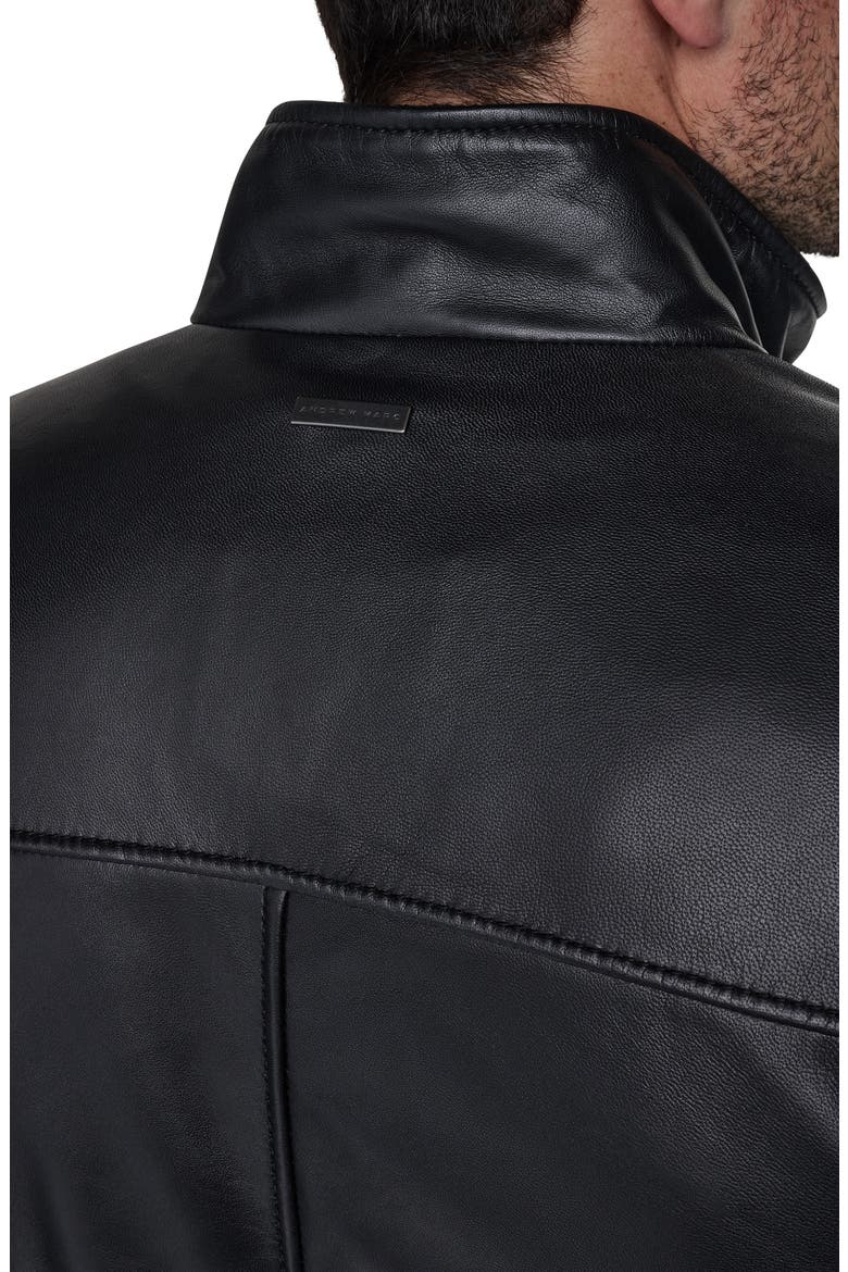 Stand Collar Leather Jacket, Alternate, color, BLACK