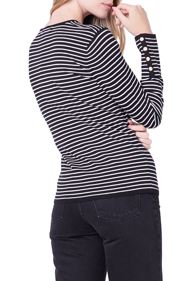English Factory Stripe Sweater, Alternate, color, Black/ White