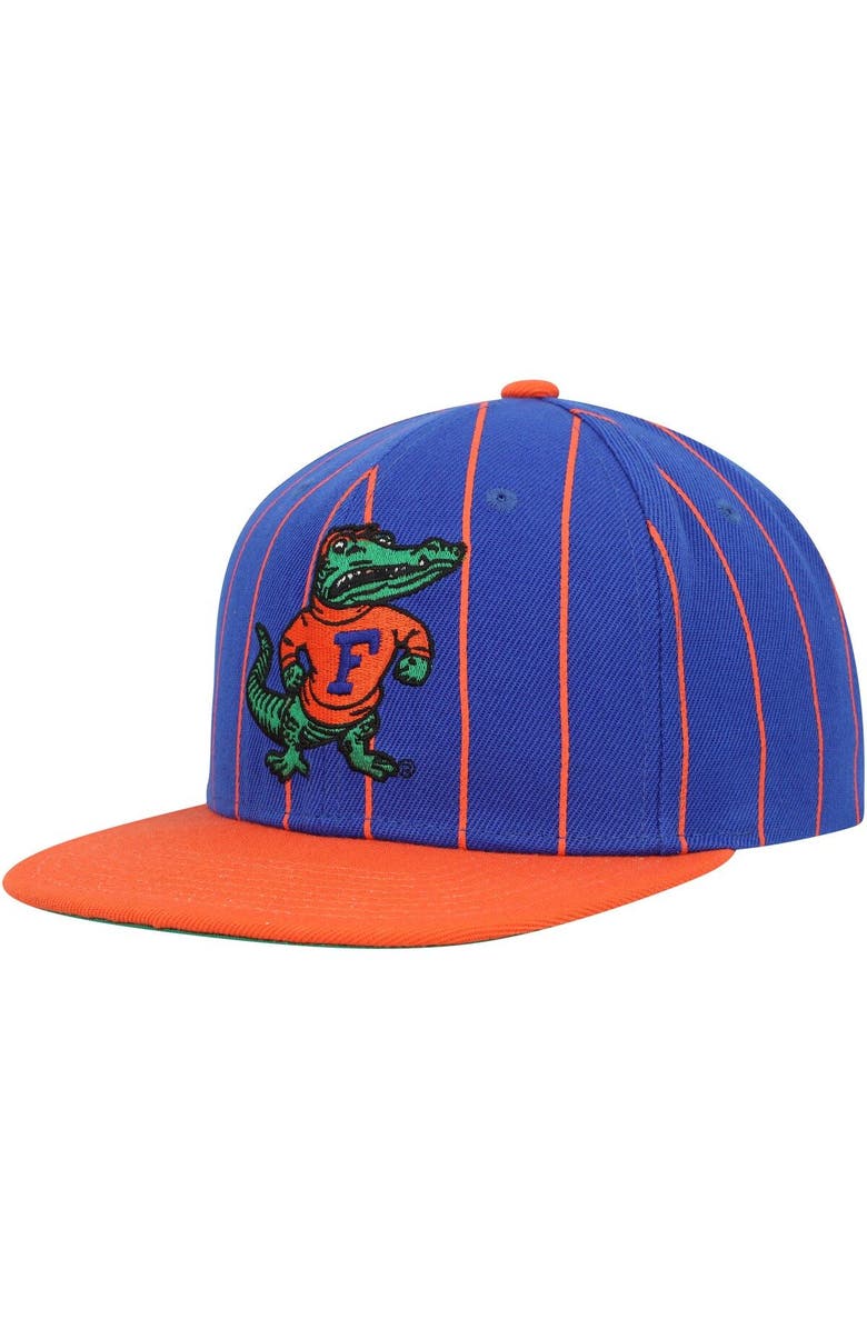 Mitchell & Ness Men's Mitchell & Ness Royal Florida Gators Team Pinstripe Snapback Hat, Alternate, color, 