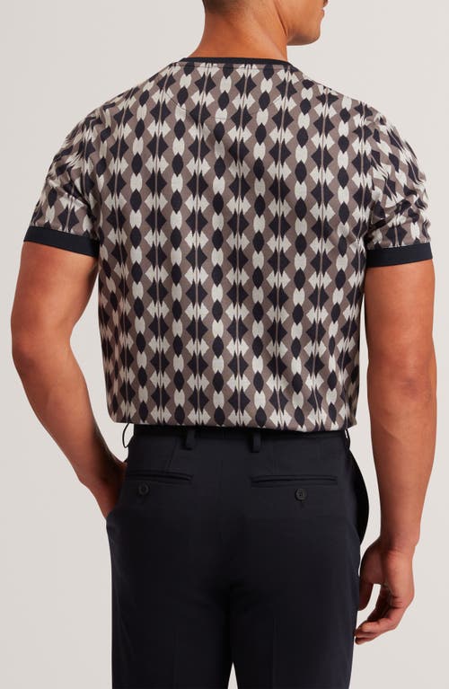 Ted Baker Joaa Geo Jacquard Short Sleeve Sweater In Multi