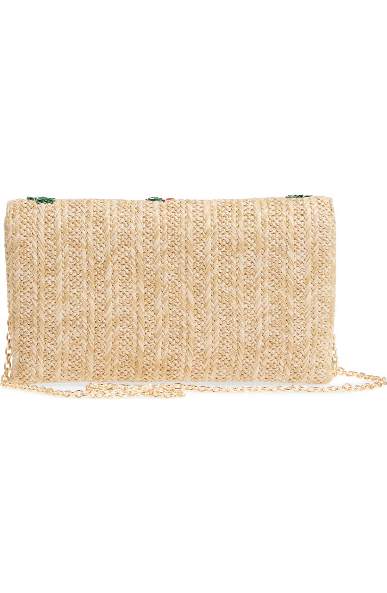 Nordstrom Cherry Embellished Straw Envelope Clutch, Alternate, color,