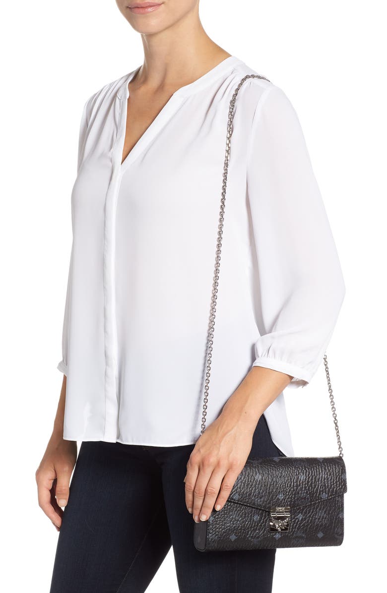 MCM Millie Visetos Canvas Wallet on a Chain, Alternate, color,