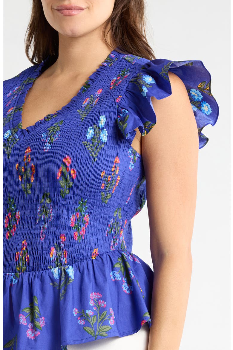 Clemen Floral Print Top, Alternate, color, NAVY