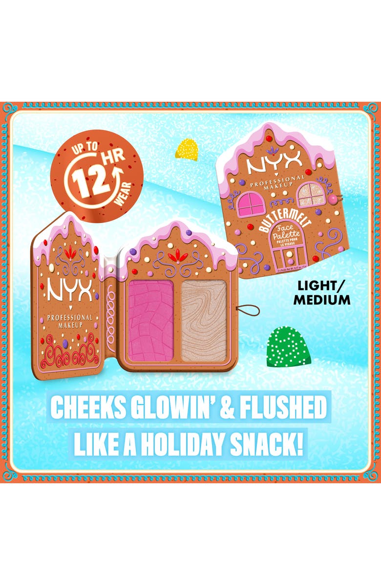 NYX PROFESSIONAL MAKEUP Buttermelt Face Blush & Highlighter Palette, Alternate, color, Brown