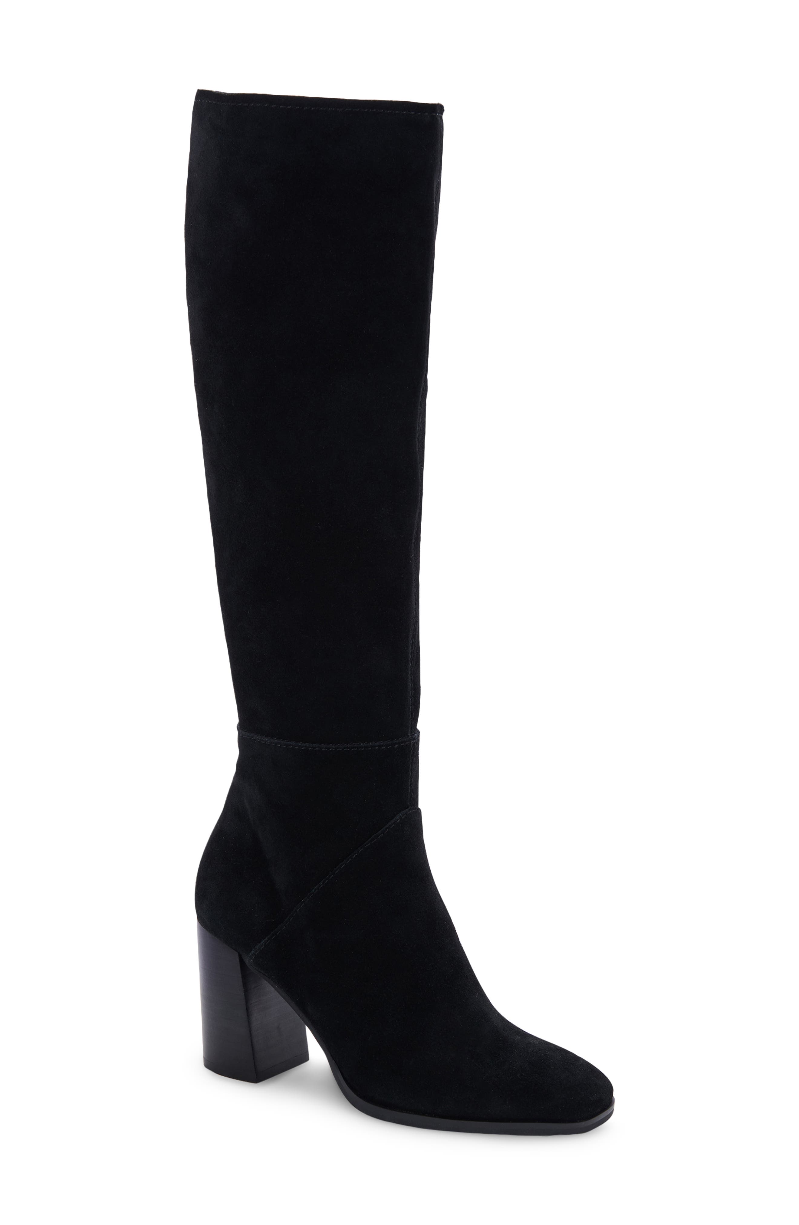 Fynn Knee High Boot, Main, color, BLACK SUEDE
