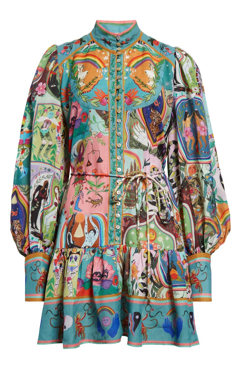 ALEMAIS Evergreen Belted Long Sleeve Button Front Fit & Flare Dress, Alternate, color,