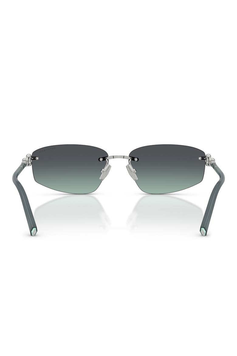 59mm Irregular Rectangular Sunglasses, Alternate, color, SILVER / AZURE GRADIENT GREY