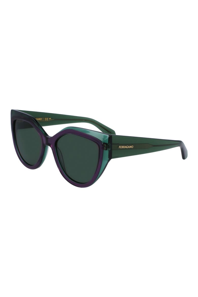 Classic Logo 53mm Cat Eye Sunglasses, Alternate, color, TRNSPRNT GRN/VIOLET