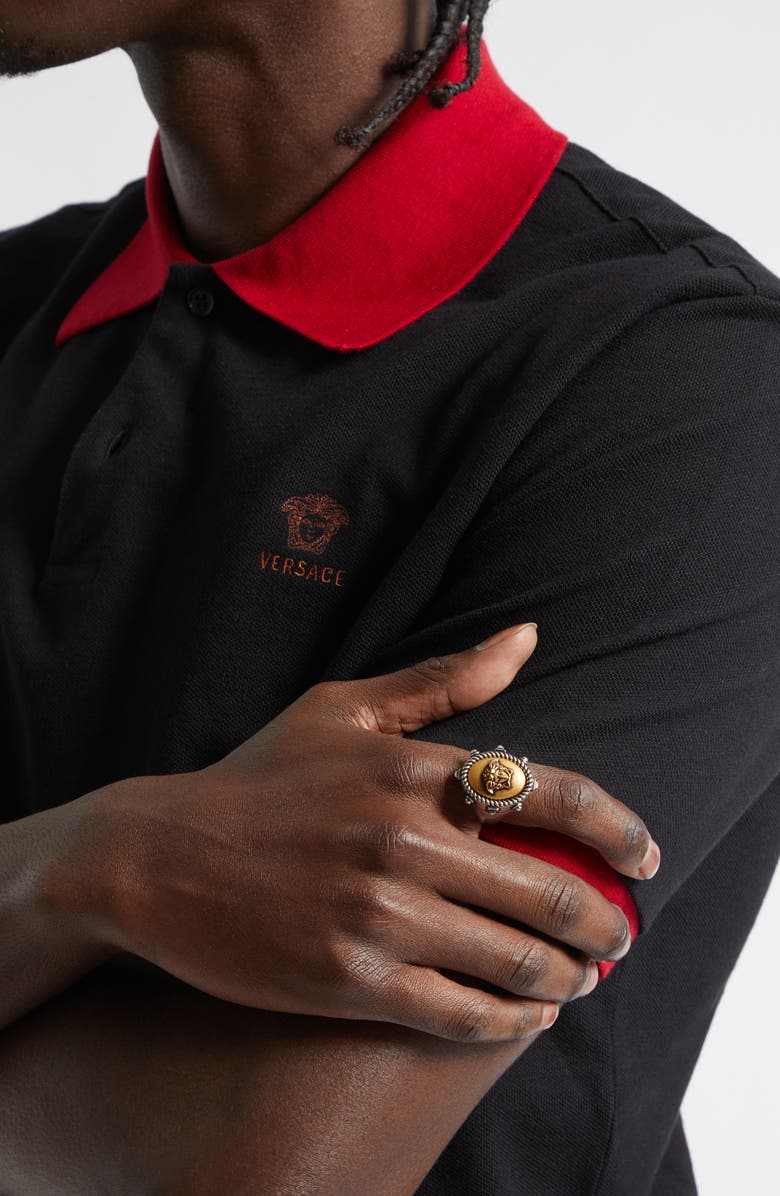 Versace Men's Tivoli Ring, Alternate, color, Palladium 82-Gold