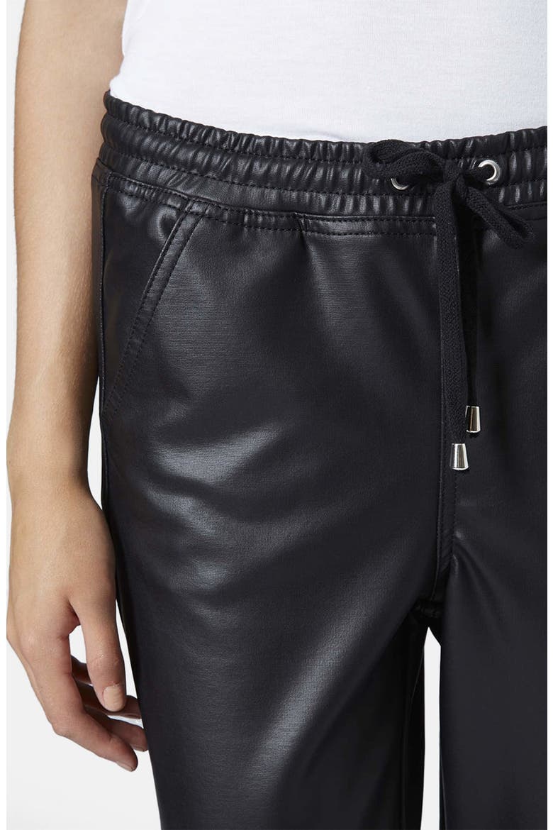 Paneled Faux Leather Joggers, Alternate, color, BLACK