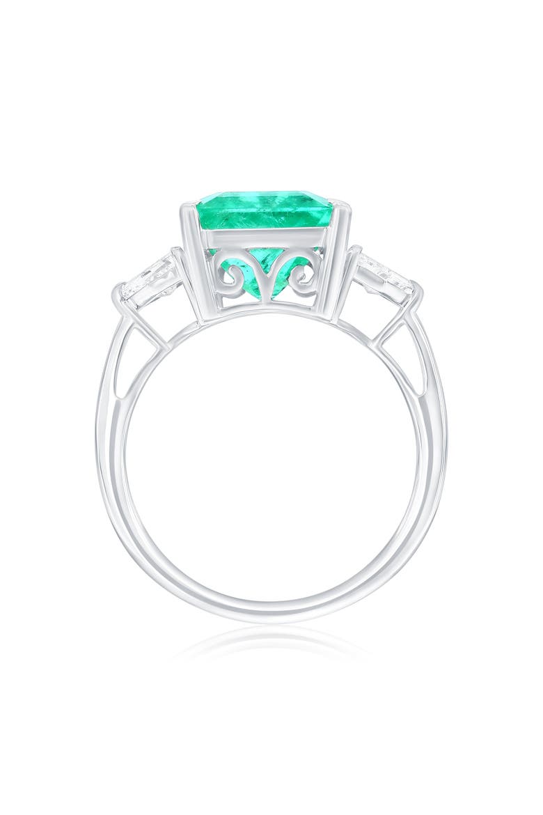 14K White Gold 4.20ct Emerald & 0.50cttw Diamond Ring, Alternate, color, Green