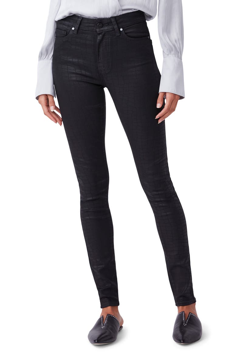 Hoxton High Waist Ultra Skinny Jeans, Main, color, BLACK CROC LUXE COATING