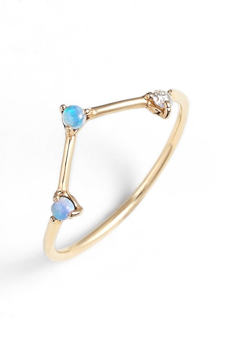 Wwake Counting Collection Three-Step Triangle Opal & Diamond Ring, Main, color, 