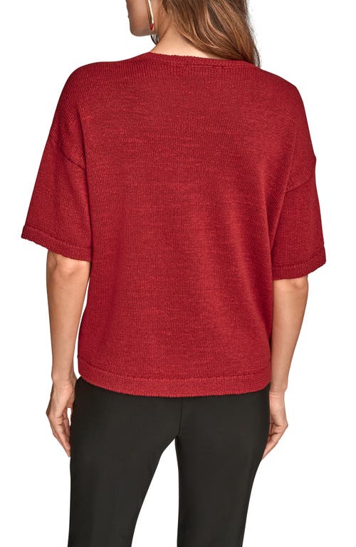Donna Karan New York Short Sleeve Sequin Sweater In Animal Print