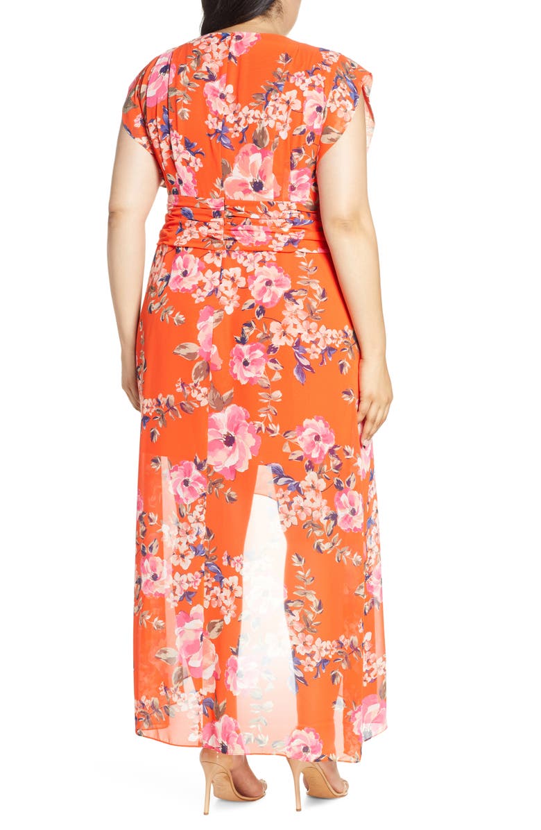Eliza J Floral Print Chiffon High/Low Maxi Dress, Alternate, color,