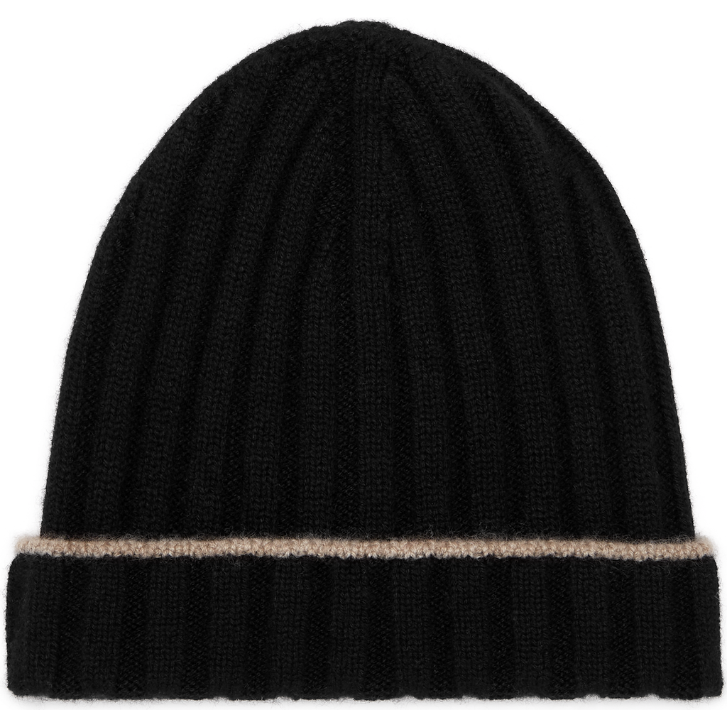 Brunello Cucinelli Cashmere Rib Knit Beanie In Black