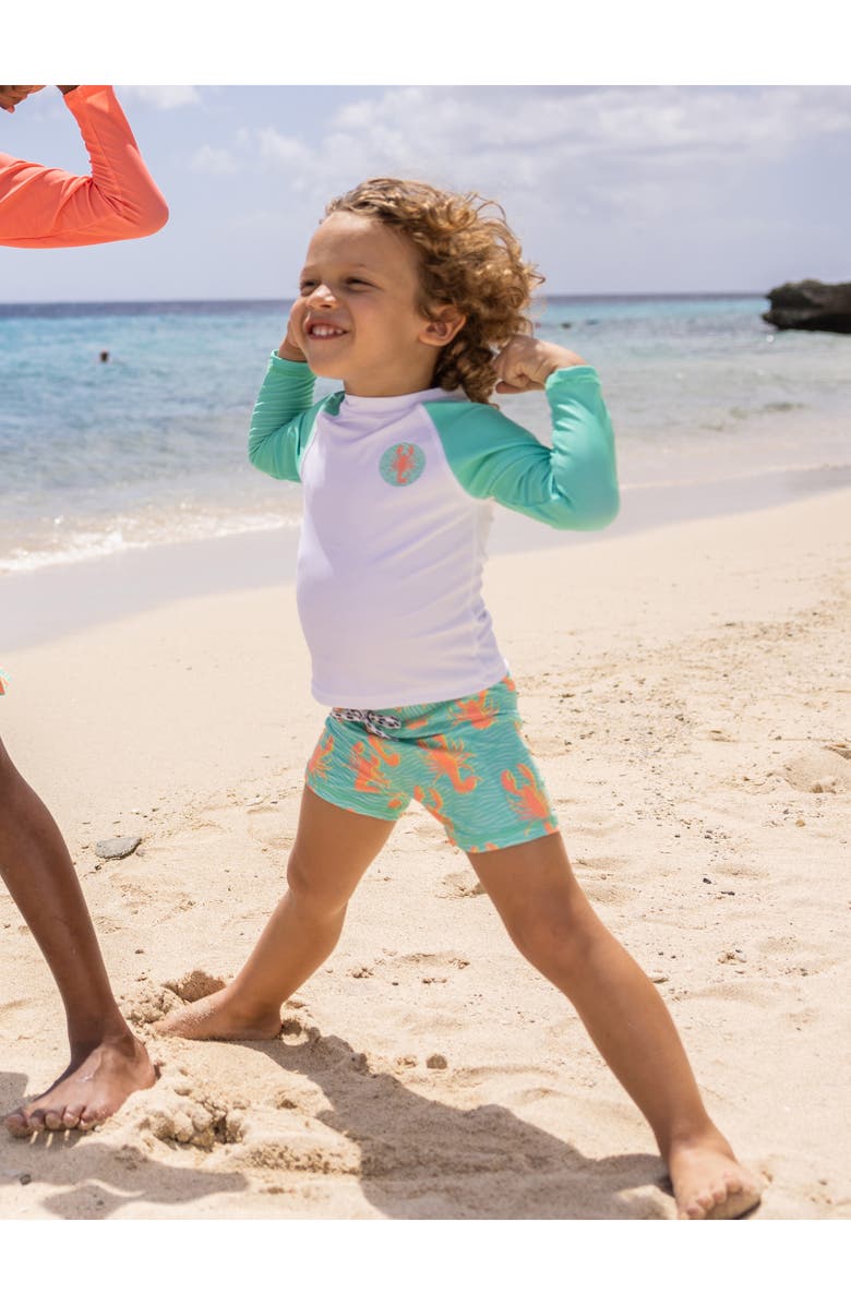 Snapper Rock Ocean Clawed Two-Piece Rashguard Swimsuit, Alternate, color, Mint