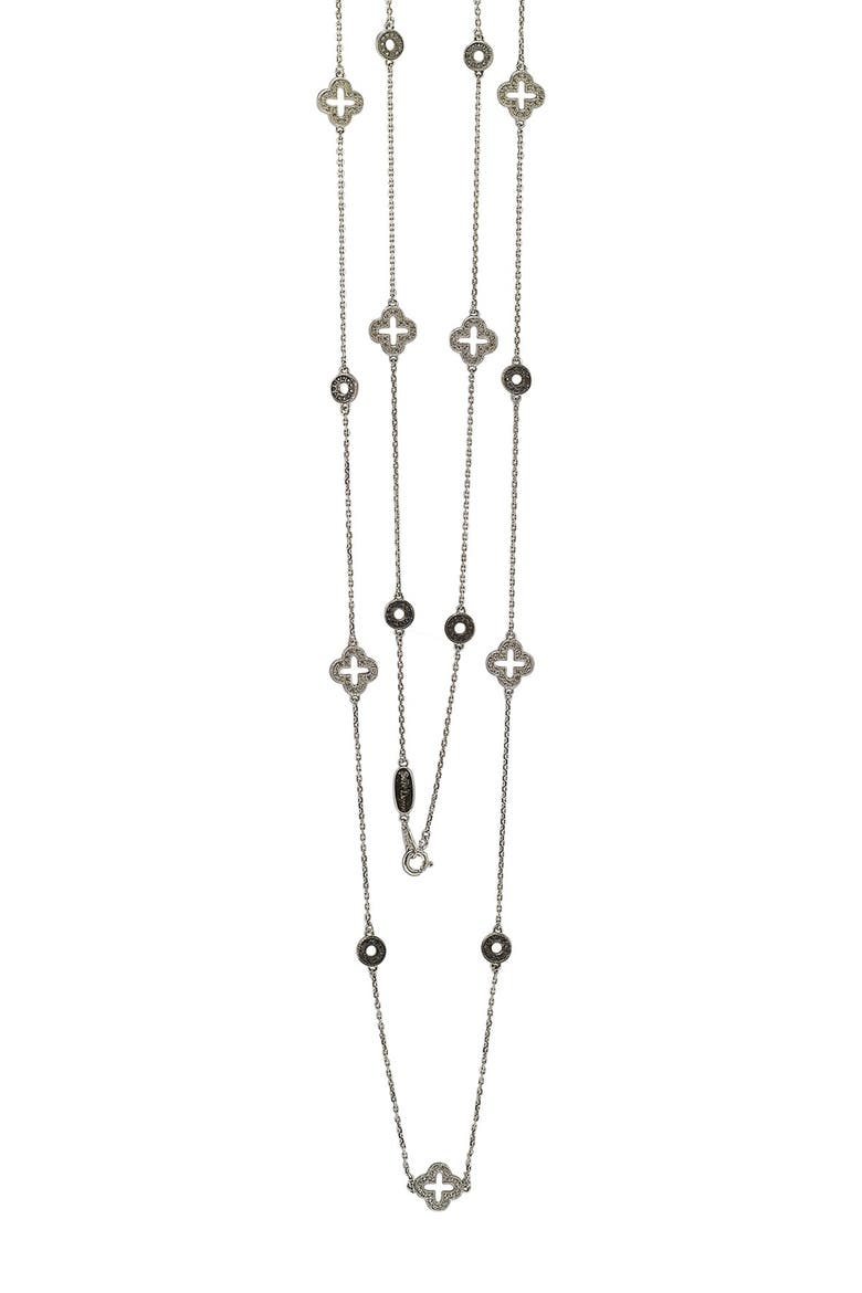 Sterling Silver Sapphire & Diamond Accent Station Necklace - 0.02ct., Main, color, BLUE