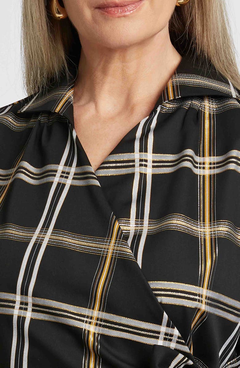 Foxcroft Salina Plaid Wrap Shirt, Alternate, color, Black Plaid