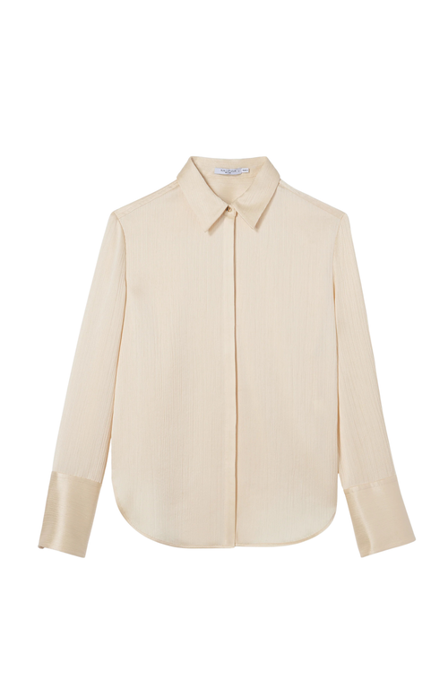 M.m.lafleur Tatum Plisse Shirt In Neutral