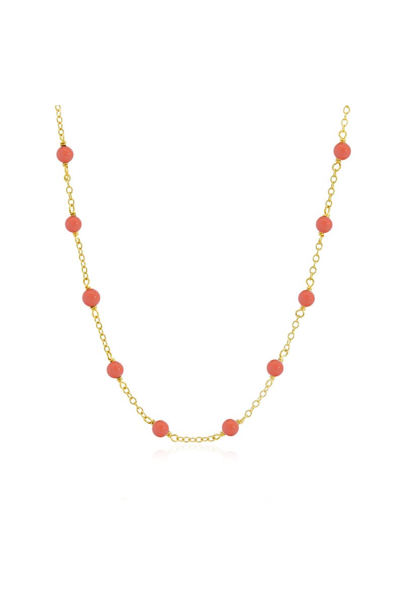 The Lovery Fine Jewelry Pink Coral Bead Chain Necklace, Main, color, Pink Coral