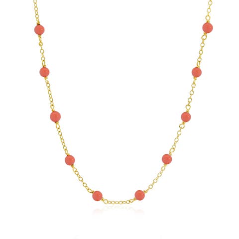 Pink Coral Bead Chain Necklace
