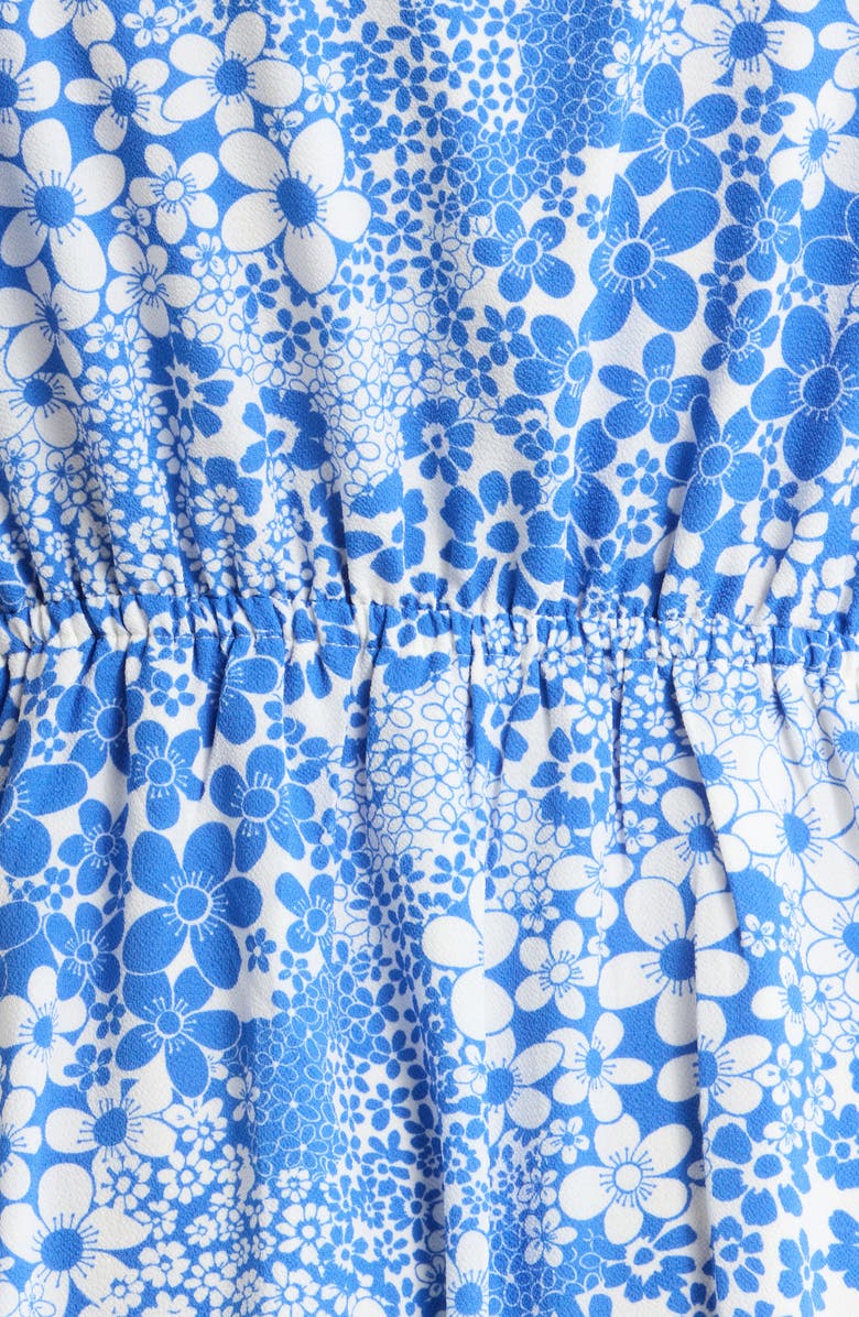 SUGARLIPS Floral Print Flutter Sleeve Dress, Alternate, color, White Blue