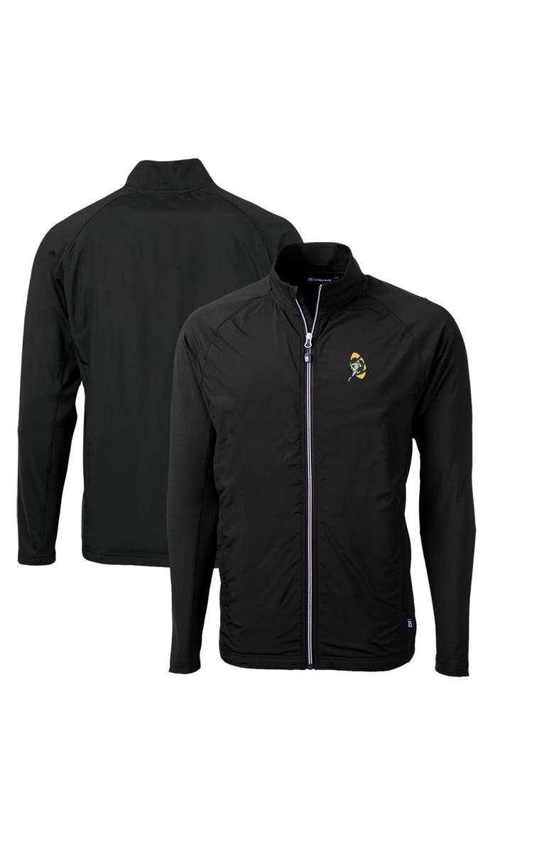 Cutter & Buck Men's Cutter & Buck Black Green Bay Packers Adapt Eco Knit Hybrid Recycled Big & Tall Full-Zip Throwback Jacket, Main, color, 
