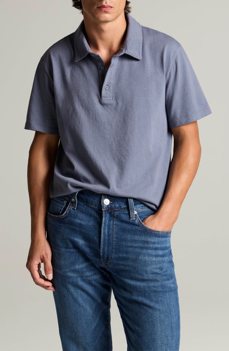 Vince Regular Fit Garment Dyed Cotton Polo, Main, color, Washed Hawk Blue