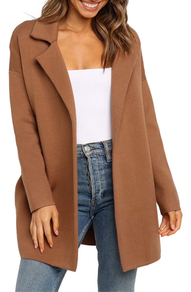 Petal & Pup Lenore Longline Cardigan, Main, color, Brown