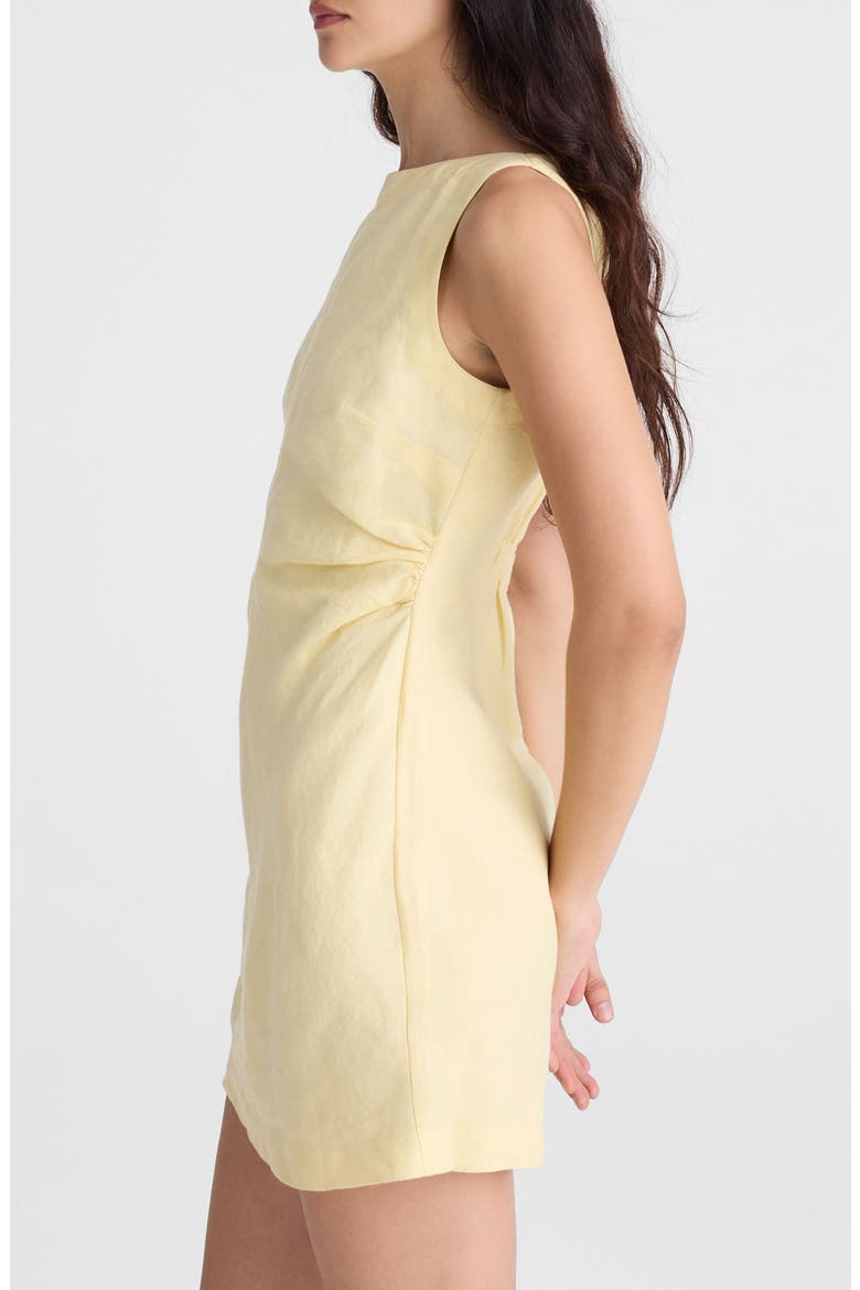 Boat Neck Shirred Linen Minidress, Alternate, color, CANDLELIGHT