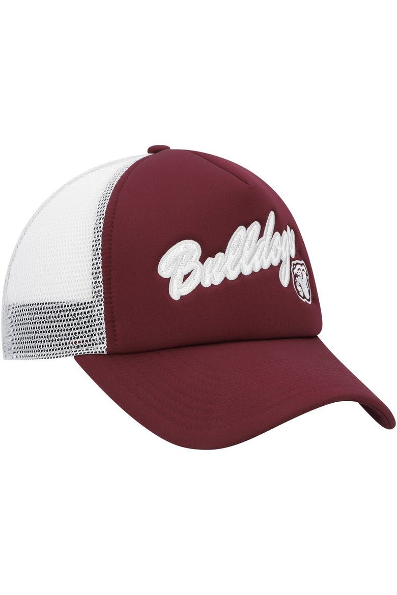 Men's adidas Maroon Mississippi State Bulldogs Script Trucker Snapback Hat, Alternate, color, Maroon