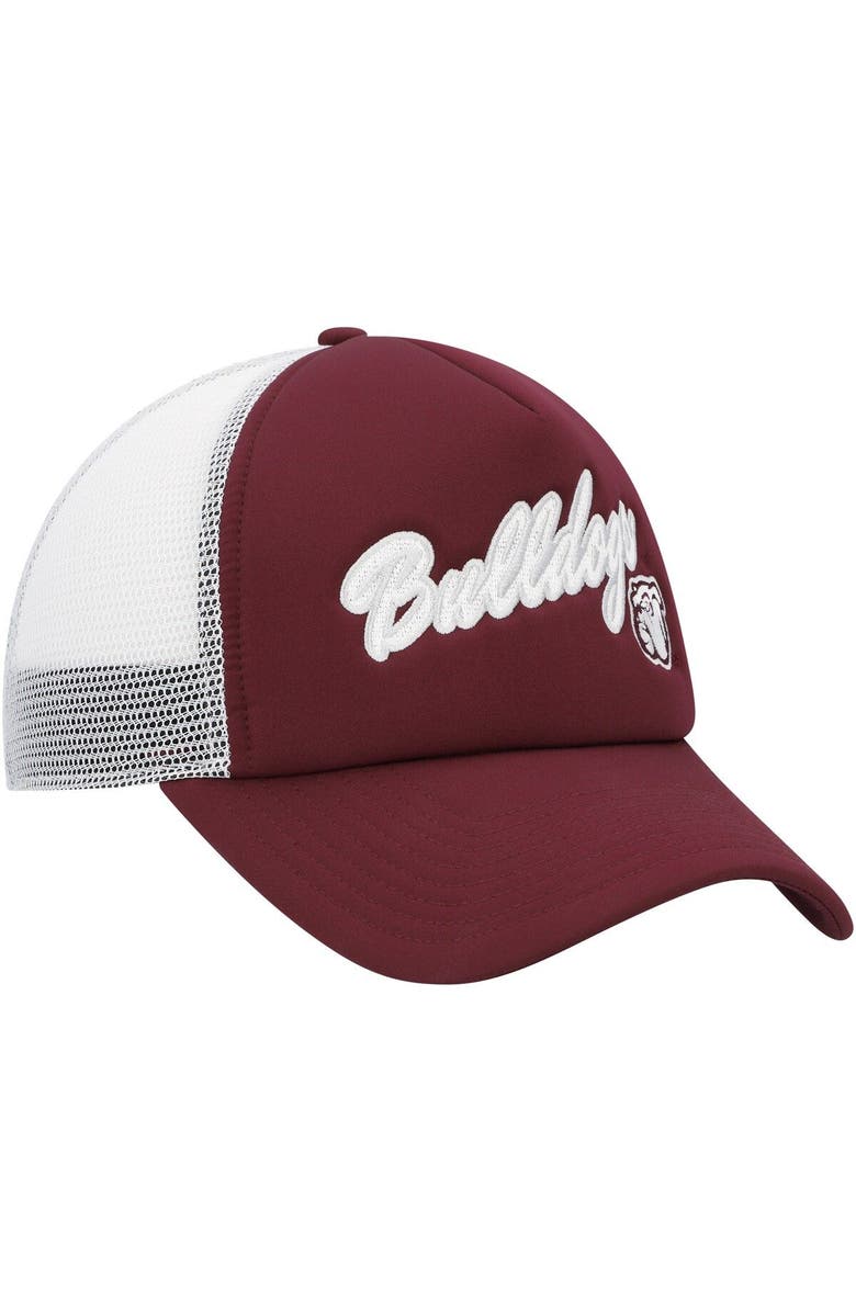 adidas Men's adidas Maroon Mississippi State Bulldogs Script Trucker Snapback Hat, Alternate, color, Maroon