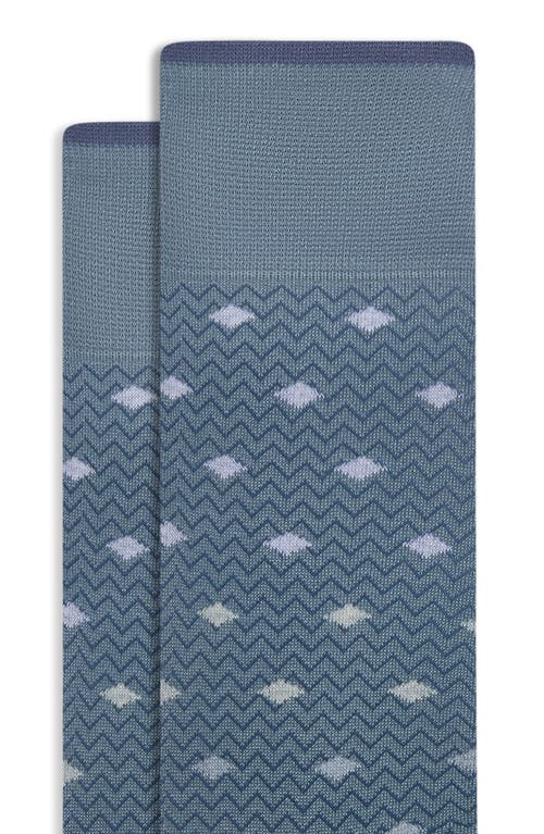 Bugatchi Chevron Mercerized Cotton Blend Dress Socks In Shark