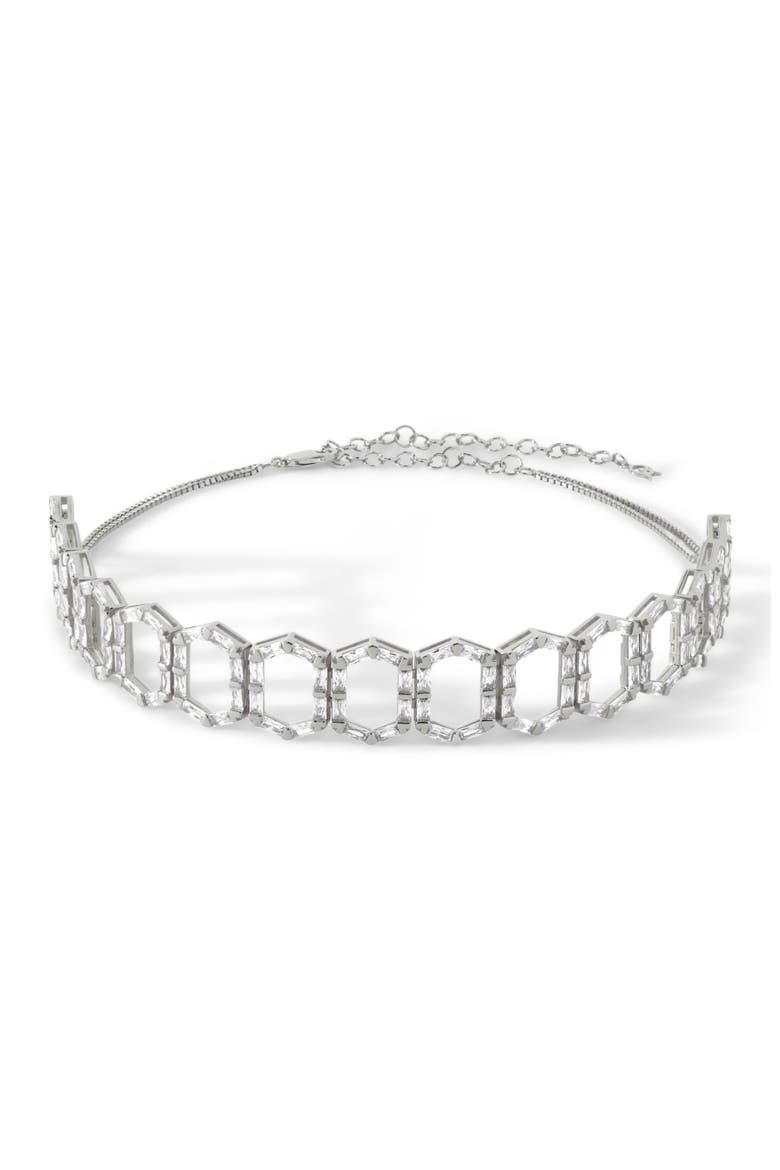 The Cleo Choker Necklace, Main, color, Sterling Silver/White  CZ