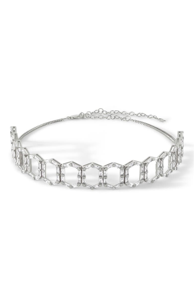 Ora Ana The Cleo Choker Necklace, Main, color, Sterling Silver/White  Cz