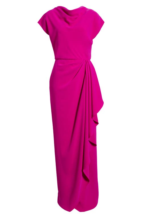 AMSALE AMSALE COWL NECK RUFFLE DRESS