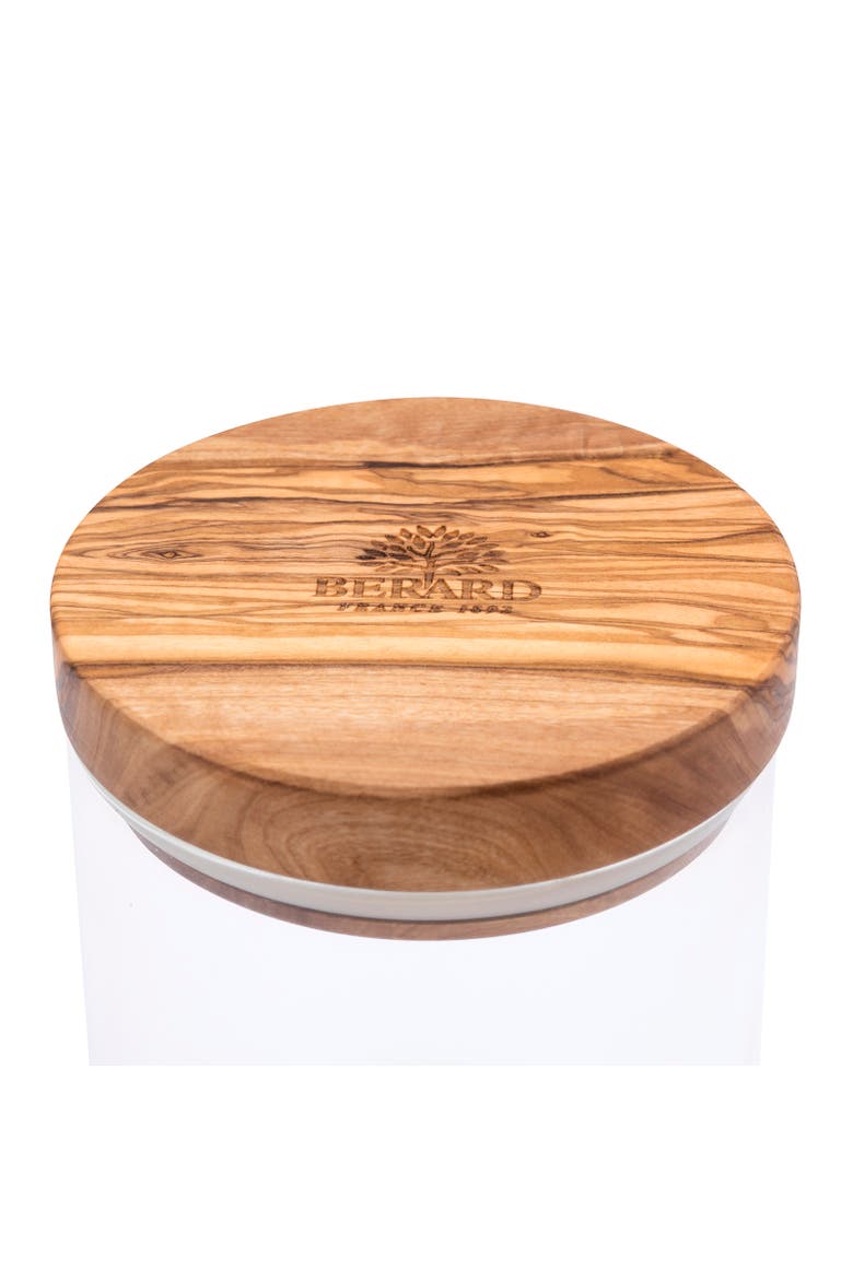 Glass Storage Jar With Olive Wood Lid, 30-ounce, Alternate, color, Brown