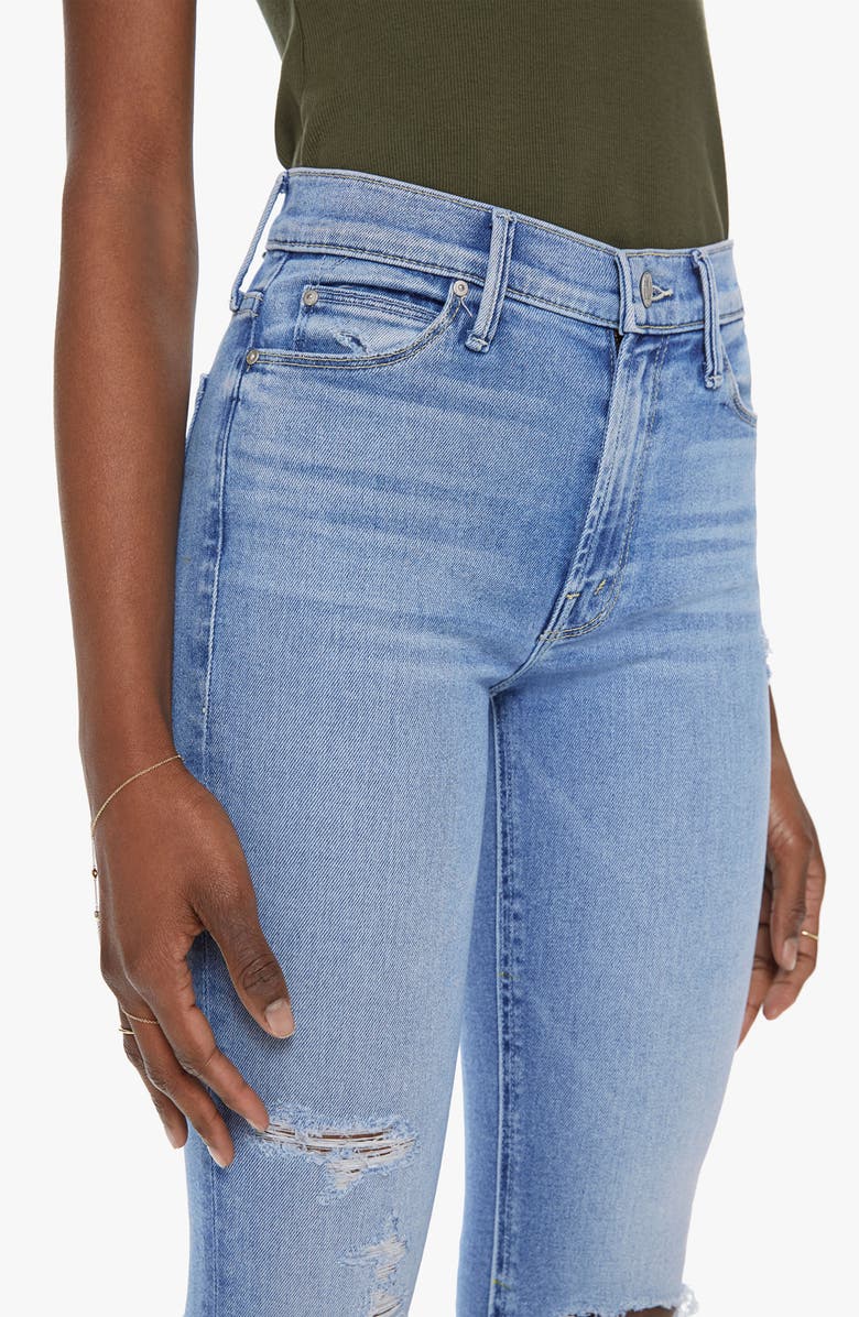 MOTHER The Dazzler Mid Rise Frayed Ankle Slim Jeans, Alternate, color,