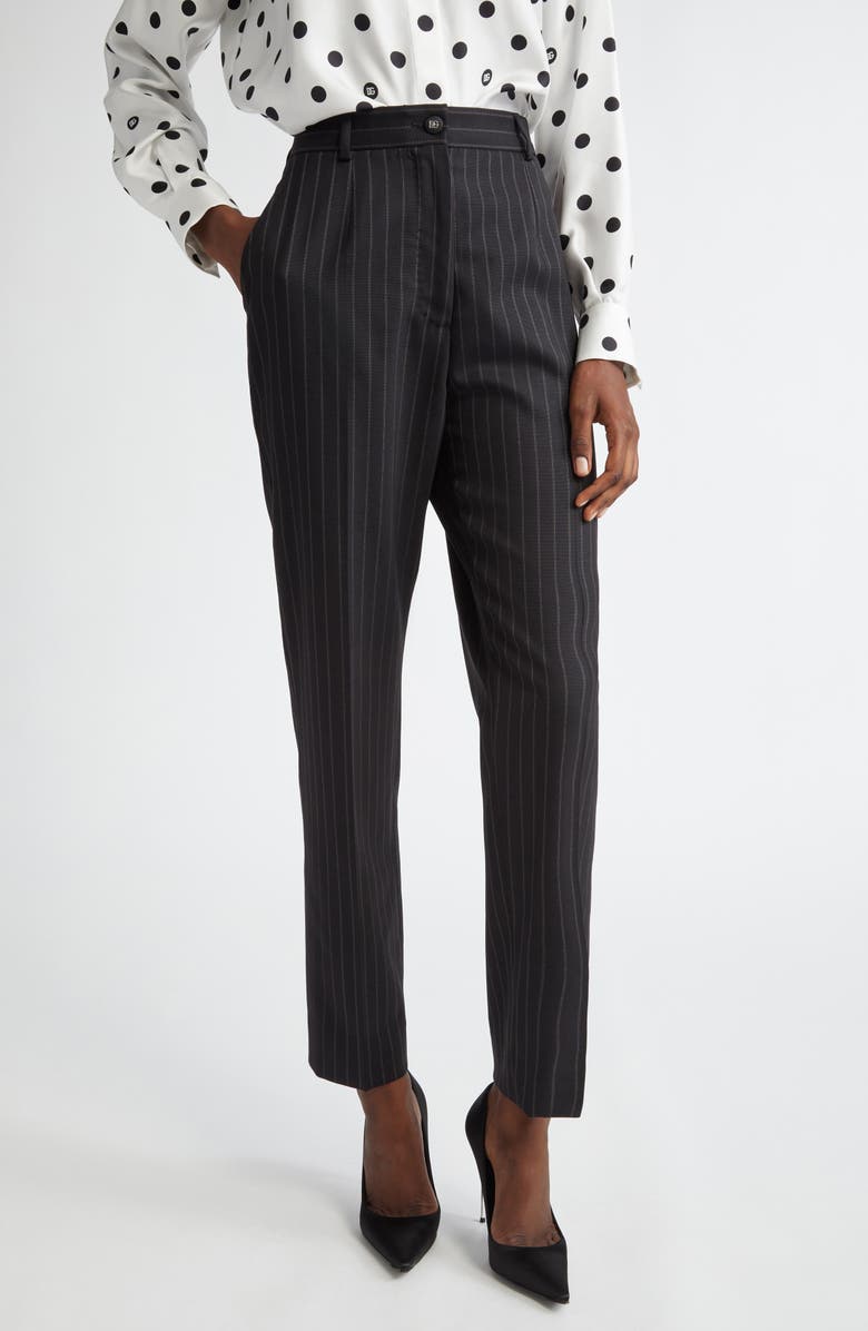 Dolce&Gabbana Pinstripe Tailored Wool Pants, Main, color, N0000 Nero